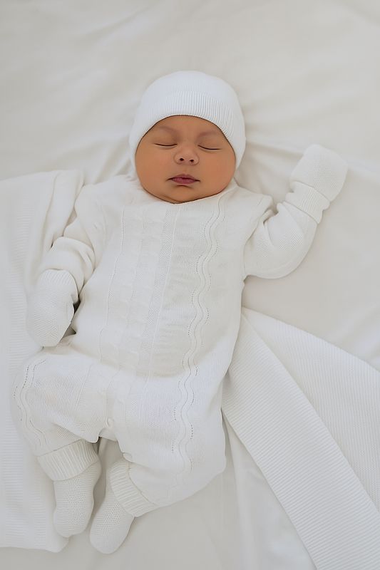 CUSTOMIZED KNITTED BABY SET (WHITE)