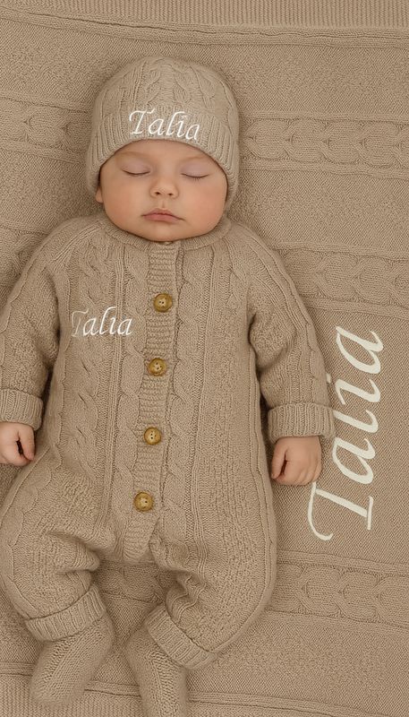 CUSTOMIZED KNITTED BABY SET (BROWN)