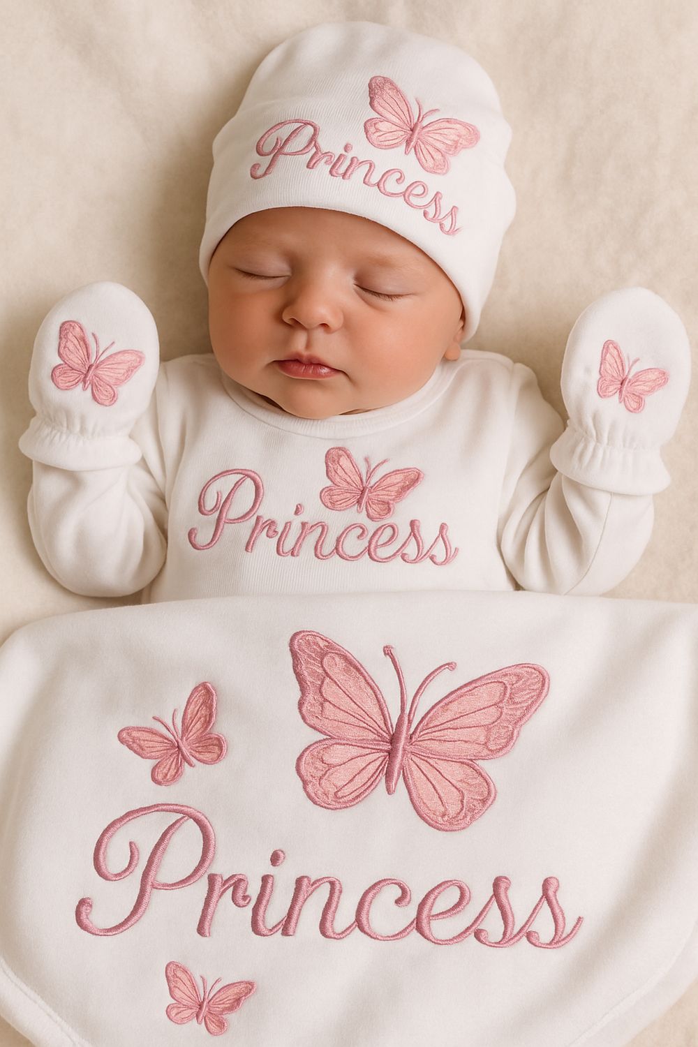 Baby girl butterfly embriodery set