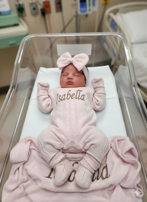 CUSTOMIZED KNITTED BABY SET ( PINK AND BROWN)