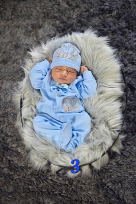 3PCS Customized crown and cotton baby boy set