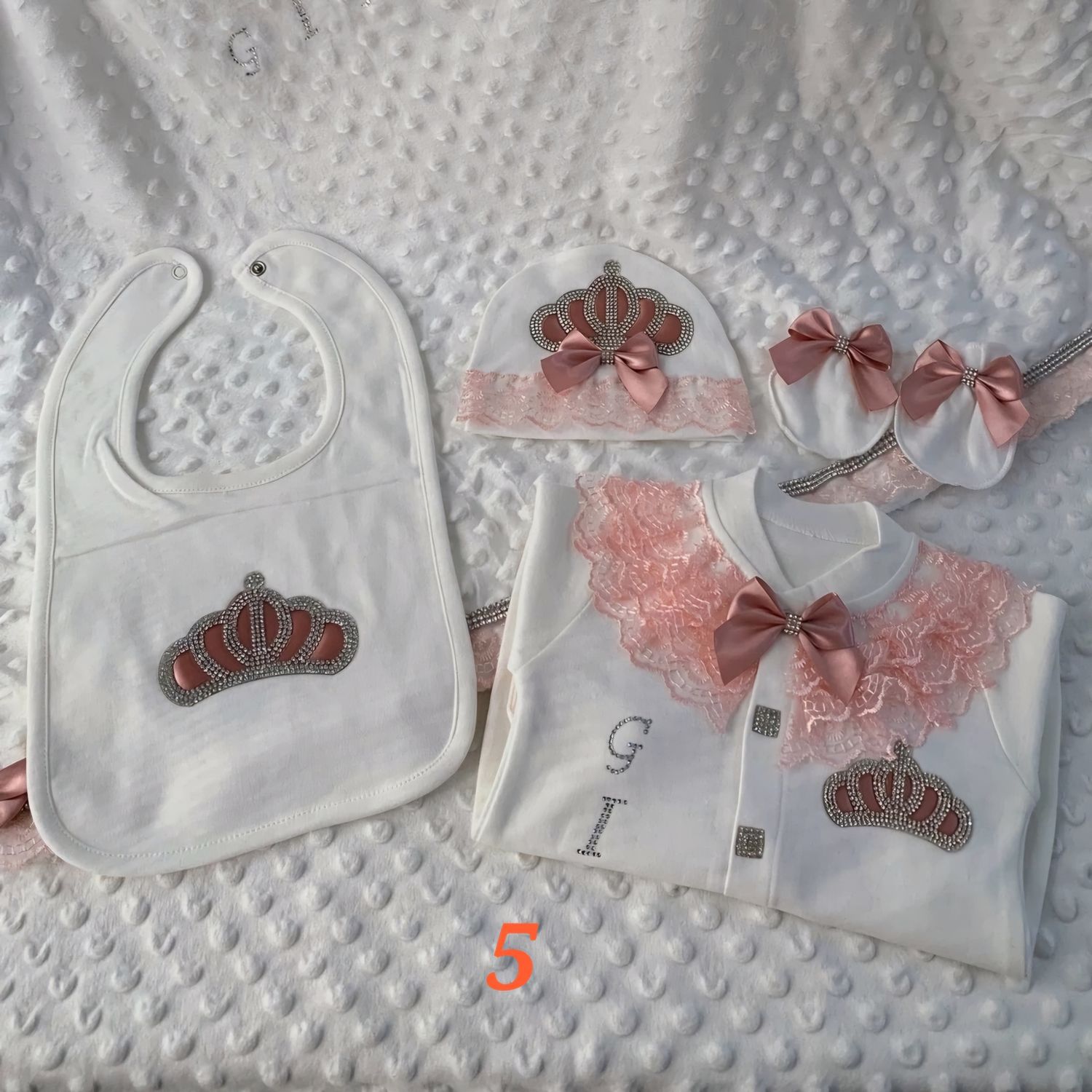 6PCS CUSTOMIZED BABY GIRL CLOTHING WITH BLANKET SET