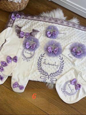 6PCS CUSTOMIZED BABY GIRL CLOTHING WITH BLANKET SET