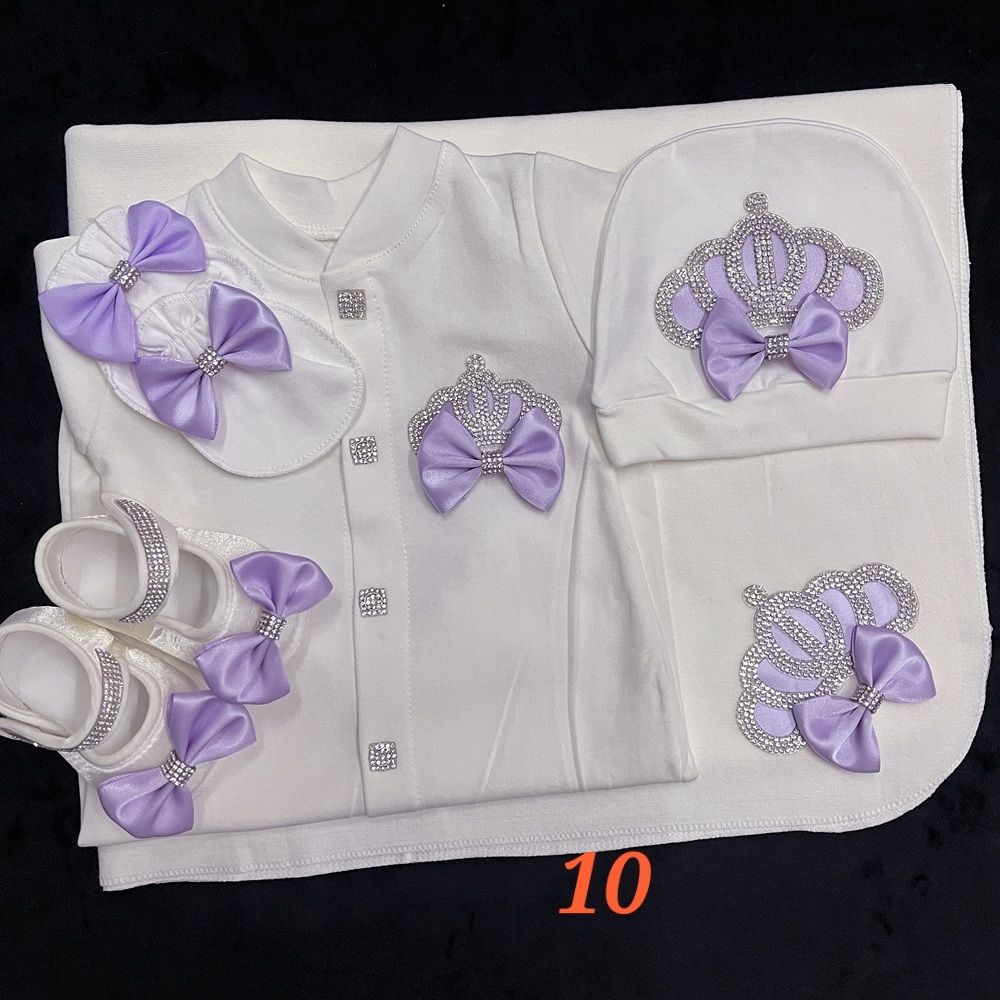 6PCS CUSTOMIZED BABY GIRL CLOTHING WITH BLANKET SET