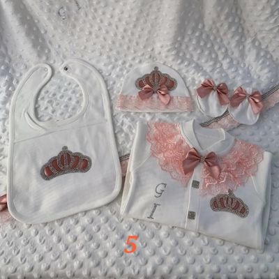6PCS CUSTOMIZED BABY GIRL CLOTHING WITH BLANKET SET
