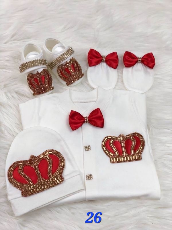Baby boy 4pcs cotton Red and Gold set