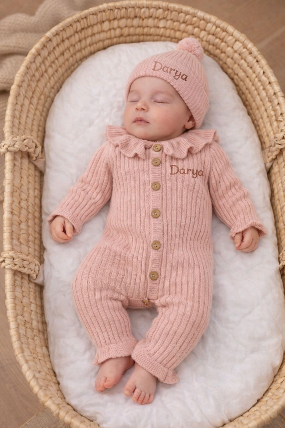 2pcs Pink Baby girl knitted set