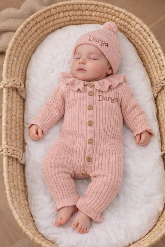 2pcs Pink Baby girl knitted set