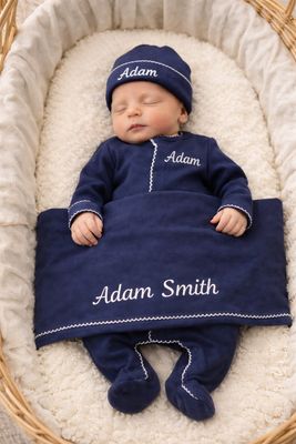 Navy and White Personalized Coming Home Set
