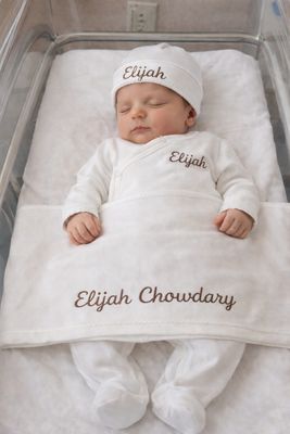 White 4pcs Personalized Coming Home Set