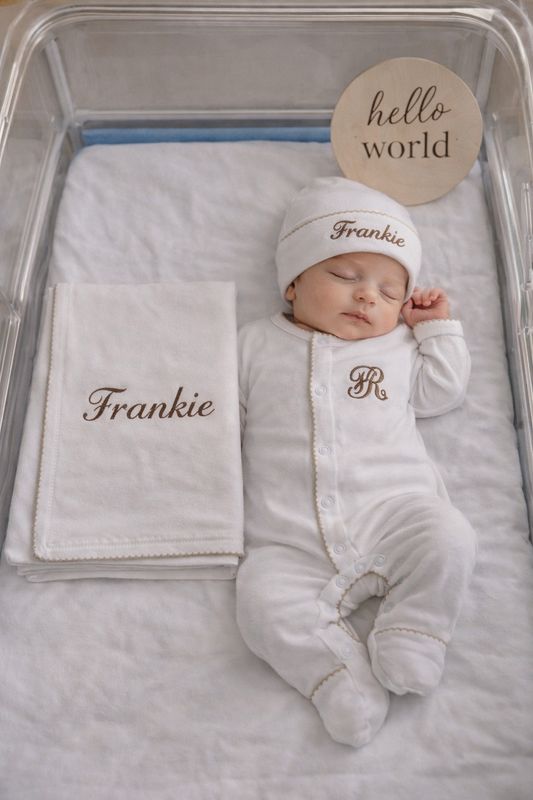 White and Brown Personalized Coming Home Set