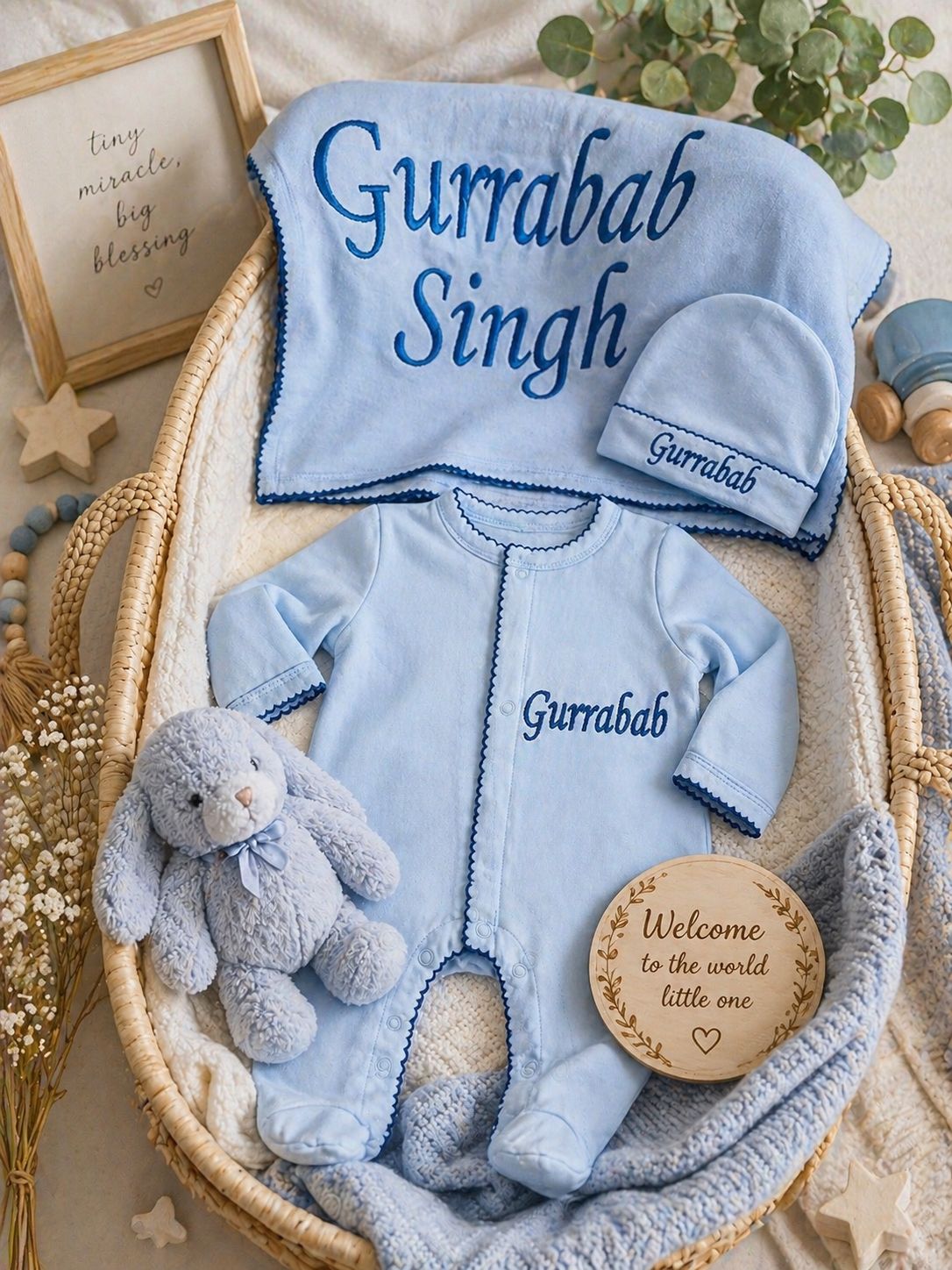 Light blue and Royal blue Personalized Coming Home Set