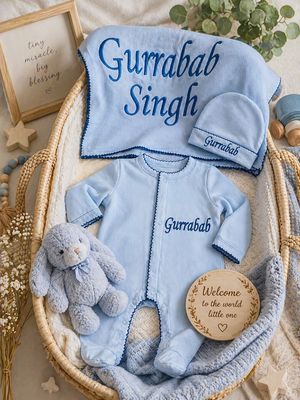 Light blue and Royal blue Personalized Coming Home Set