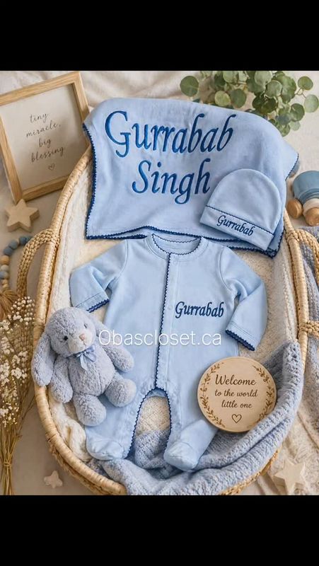 Light blue and Royal blue Personalized Coming Home Set
