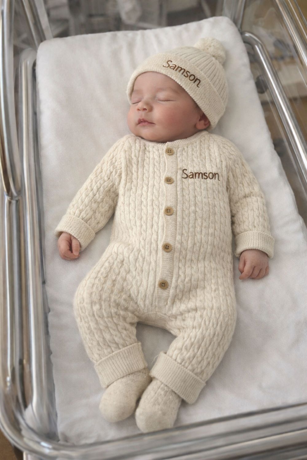 2pcs Beige and Brown knitted set