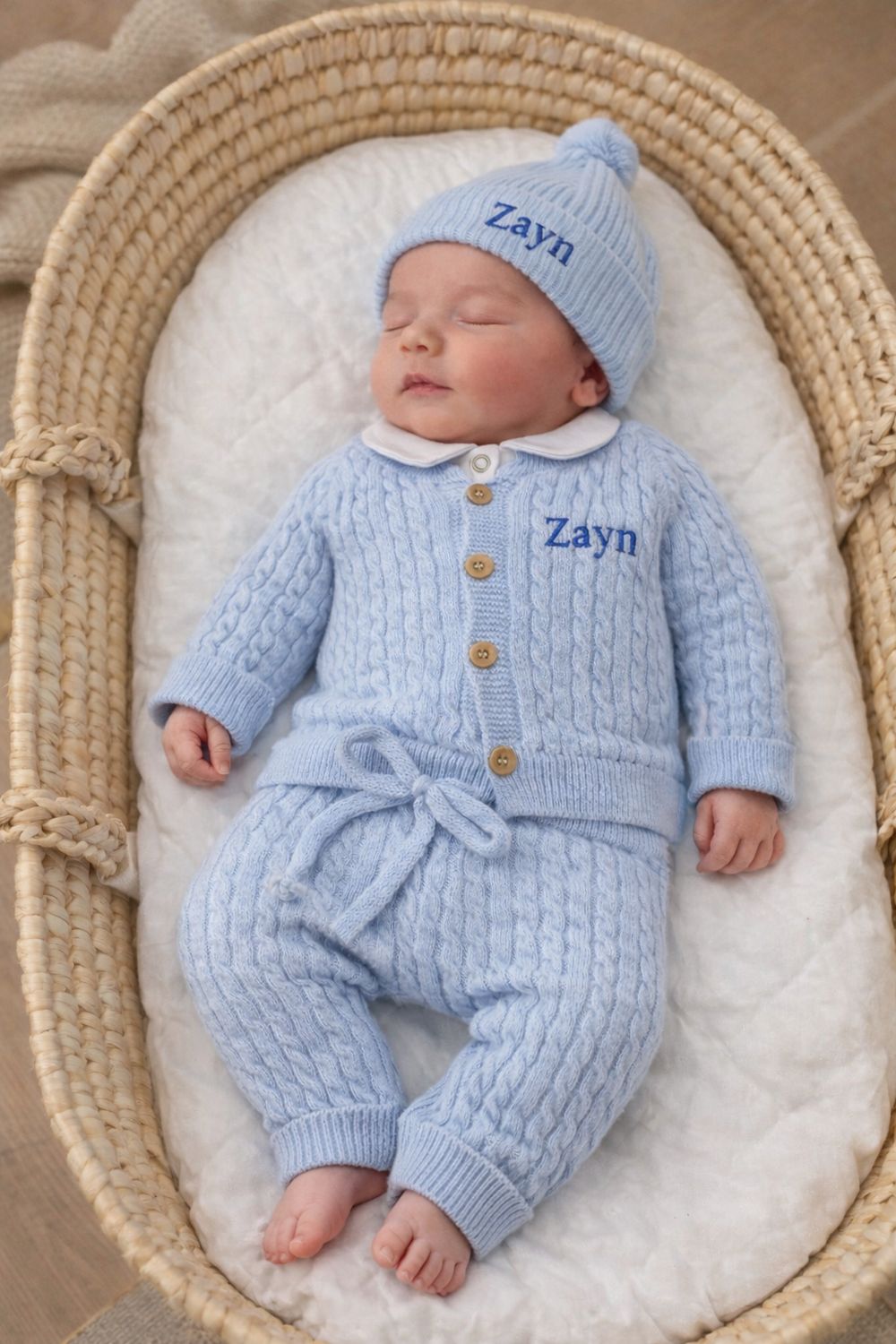 4pcs Blue knitted set