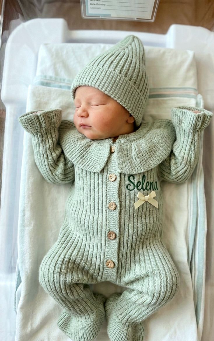 2pcs Green Baby girl knitted set