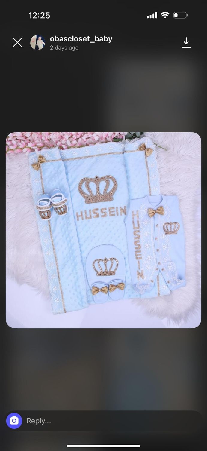 BABY BOY BLUE CLOTHING AND BLANKET SET