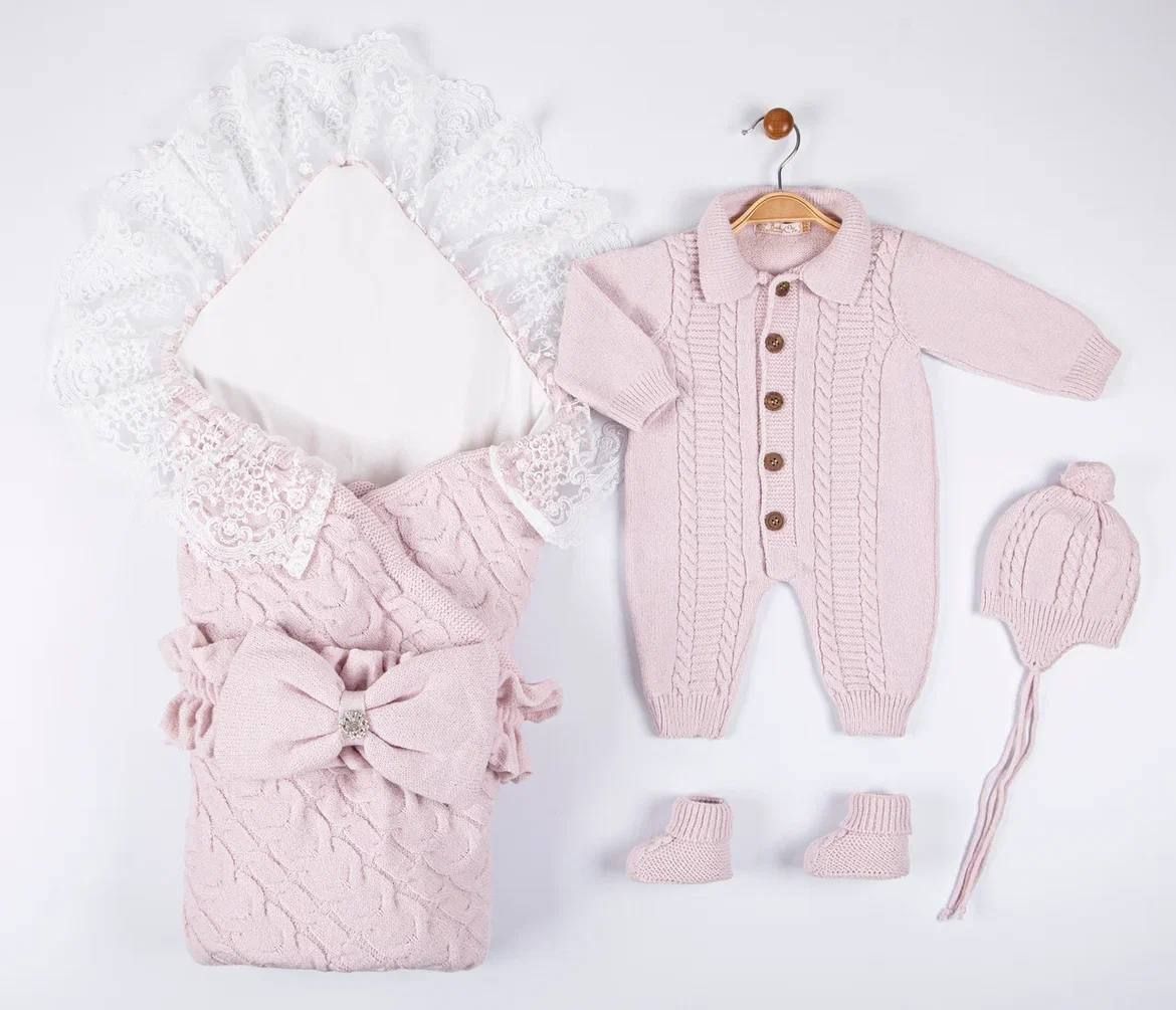 Lux knitted baby girl set with swaddle
