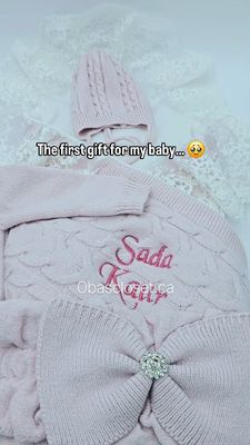 Lux knitted baby girl set with swaddle