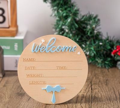 Wooden 3D baby boy name announcement 