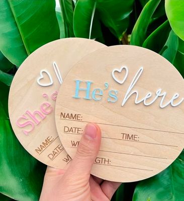 Wooden 3D baby boy name announcement 