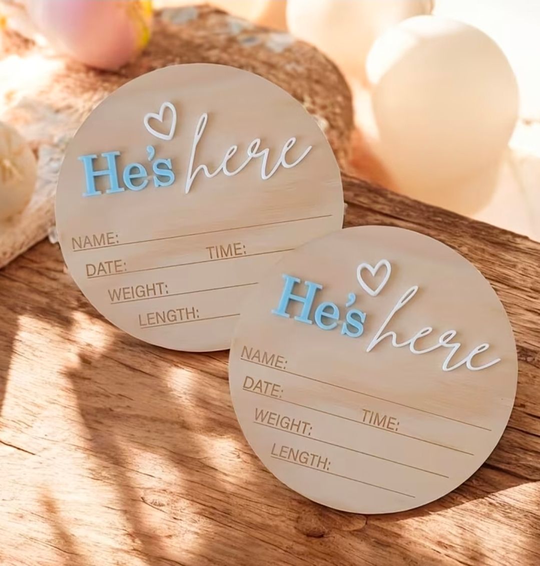 Wooden 3D baby boy name announcement 