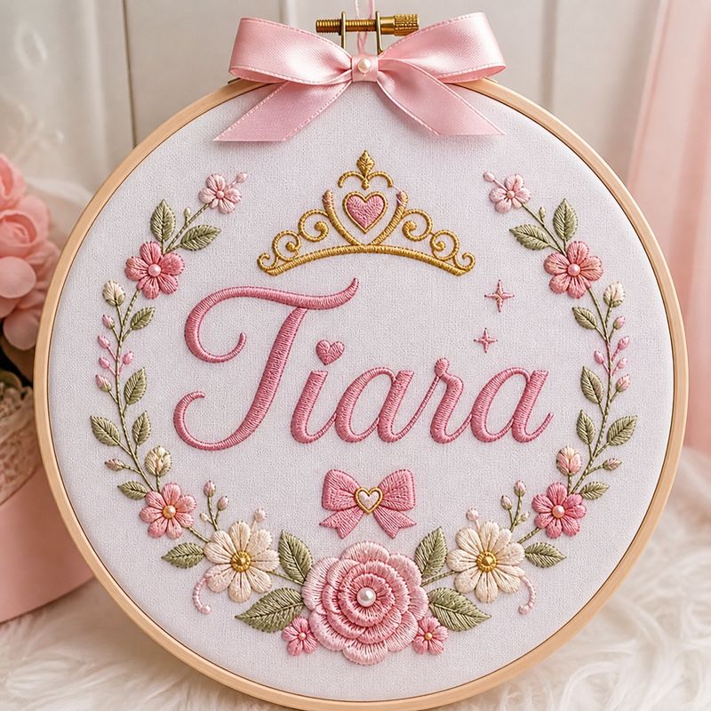 Wooden Baby girl floral name plaque