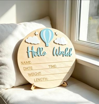 Wooden 3D baby boy name announcement 