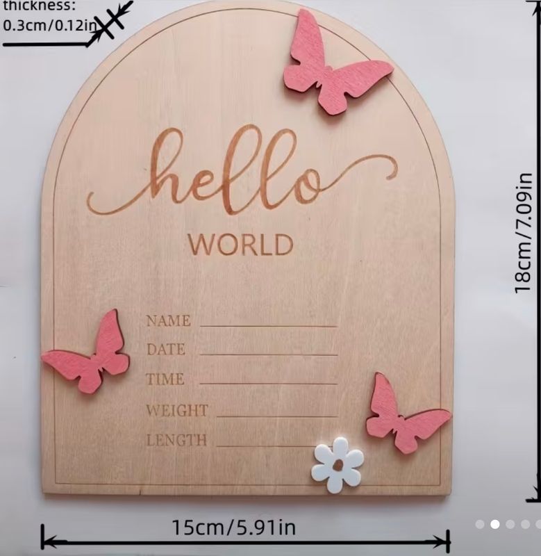 Wooden 3D baby girl name announcement 