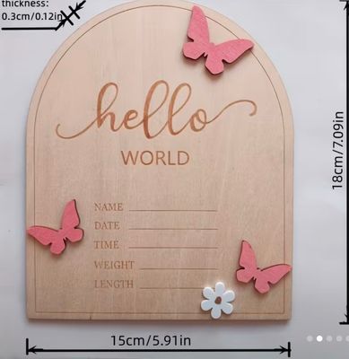Wooden 3D baby girl name announcement 