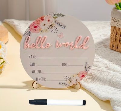 Wooden 3D baby girl name announcement 