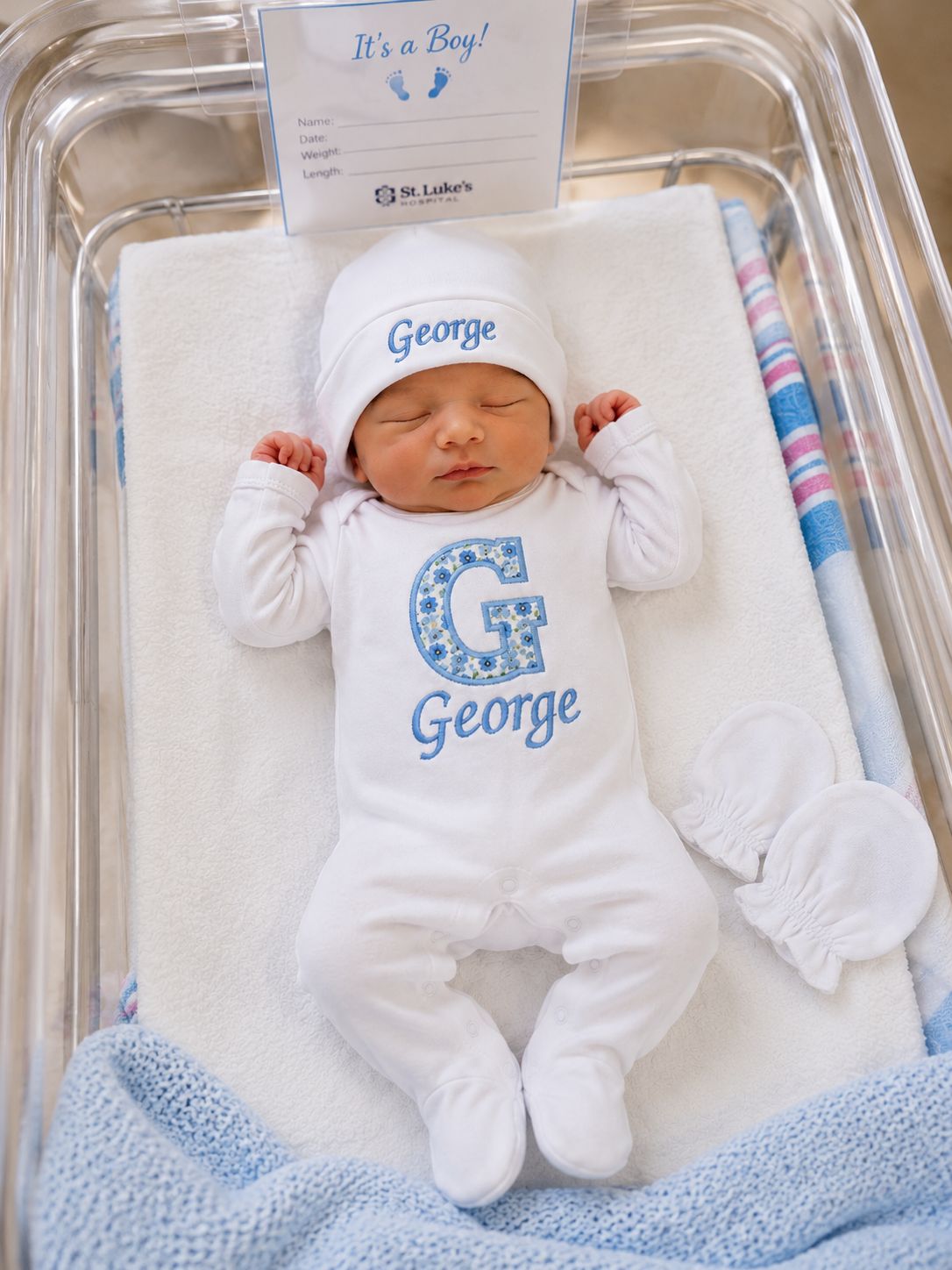 Newborn baby boy cotton Applique and Embriodery welcome set