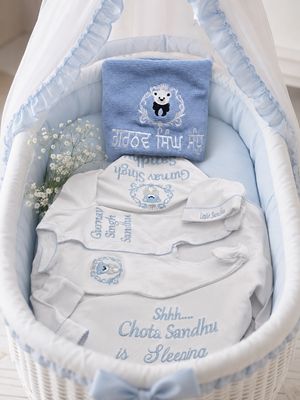 Complete baby boy Pima cotton and knitted set