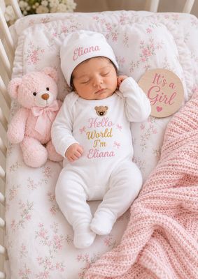 Hello world cotton baby welcome set