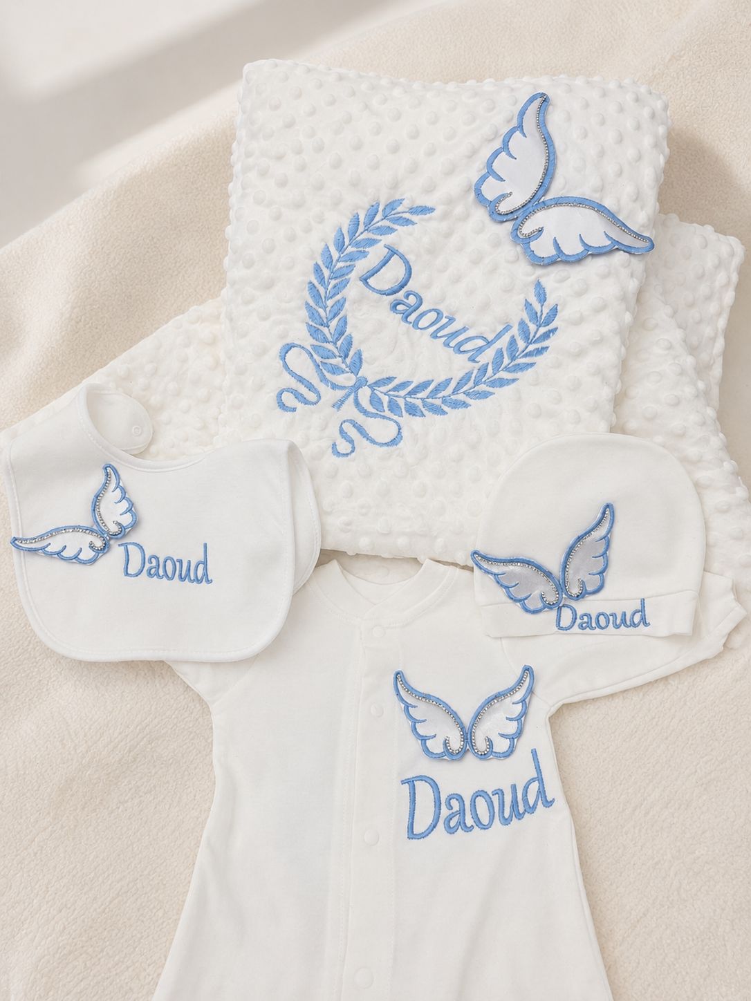 Lux embriodery wings baby boy set