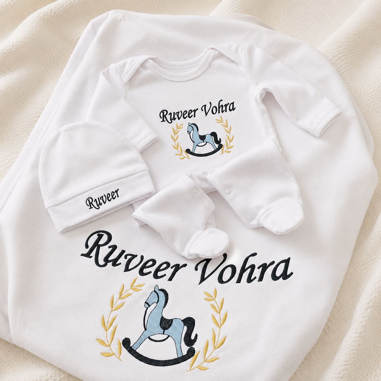 Personalized newborn first outfit