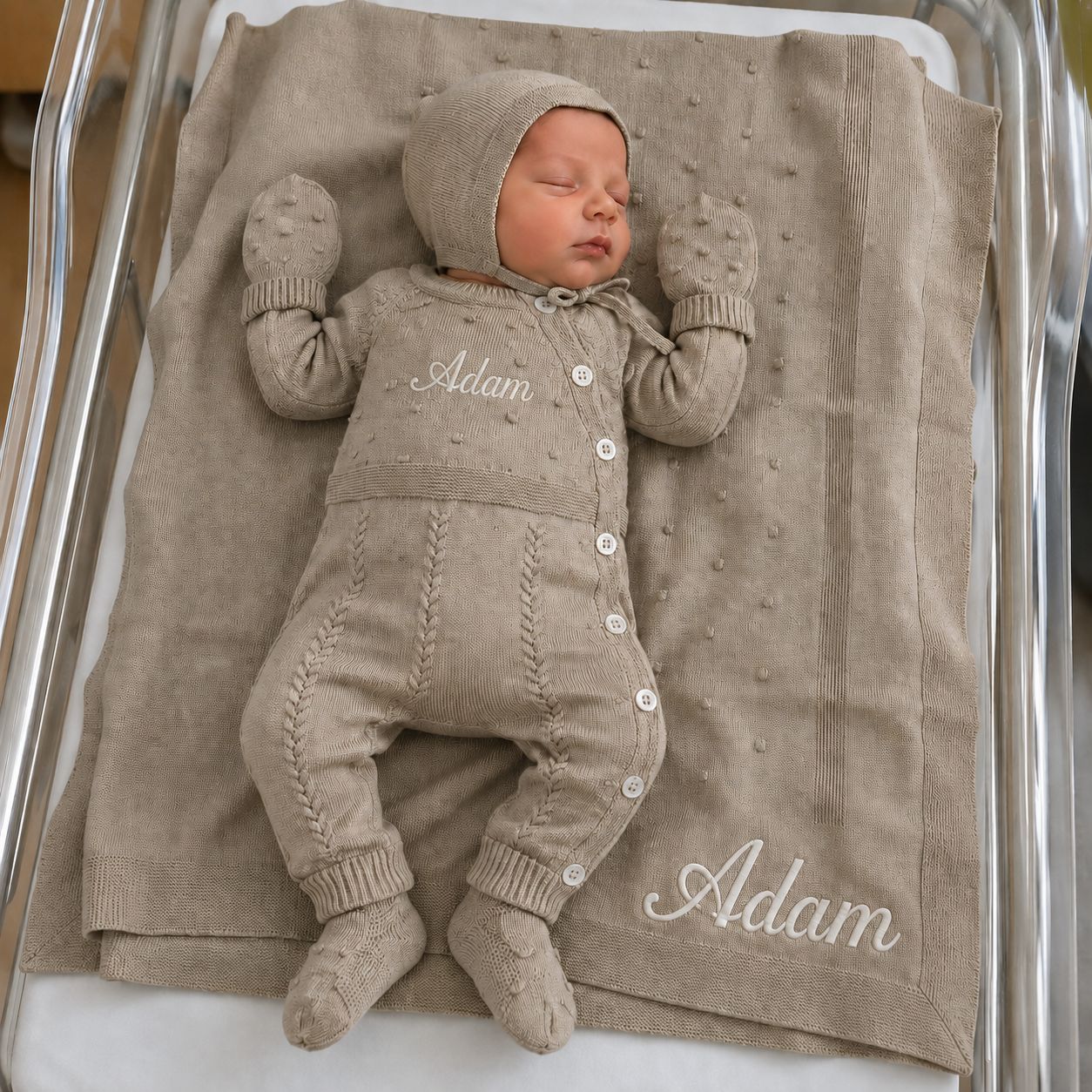 The Signature Baby Knit Set ( Brown)