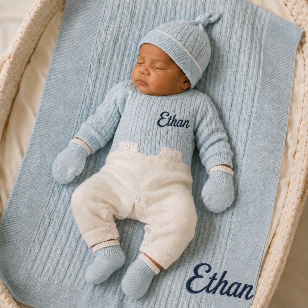 The Little cuddle Knit set (Light blue)