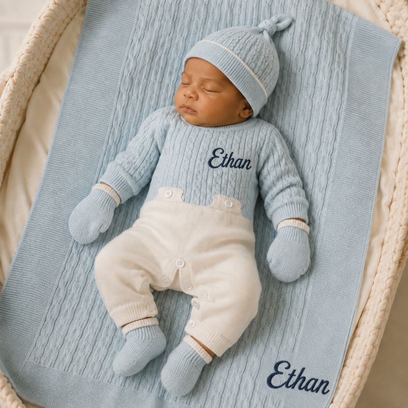 The Little cuddle Knit set (Light blue)