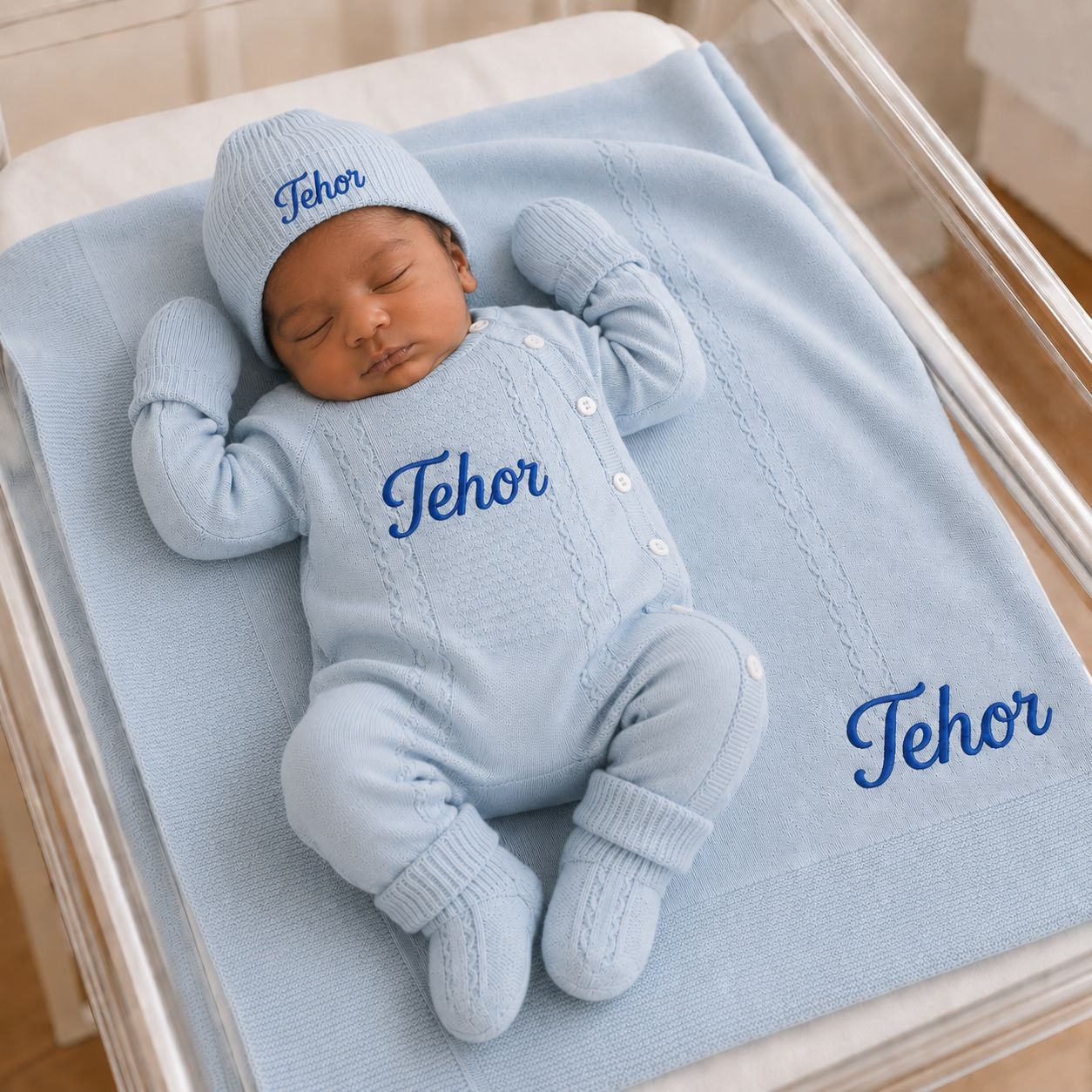 First cuddle knit set ( Blue)