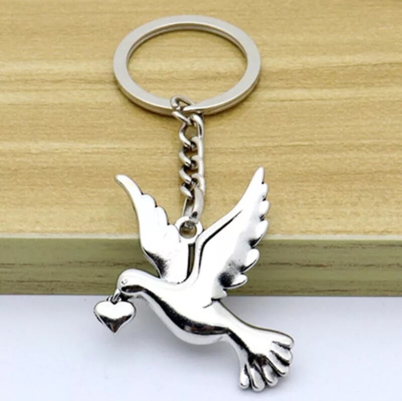 Heart and Dove Keychain