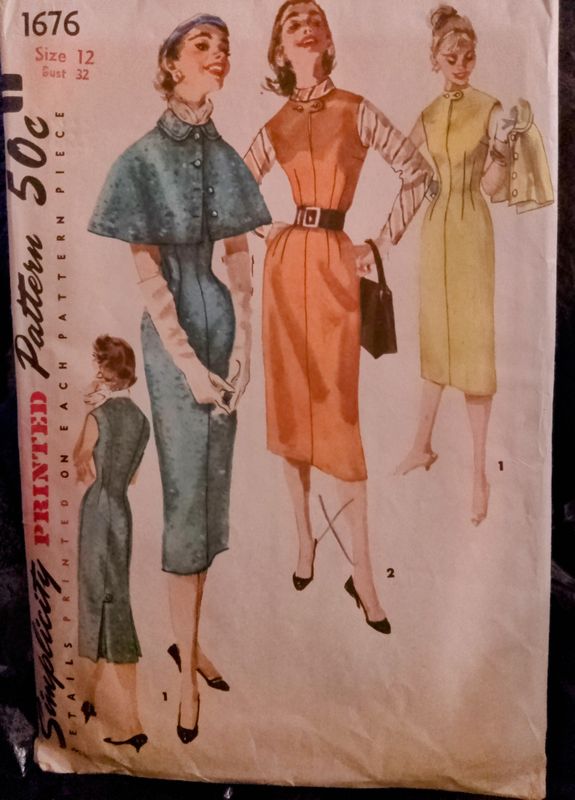 Sheath Dress with Cape (vintage pattern)