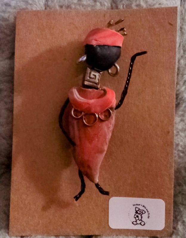 &quot;Sade&quot;  Handmade African Figure Pin (by L. Douma)