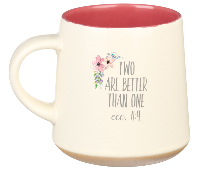 Sister Ceramic Coffee Mug with Clay Dipped Base - Ecclesiastes 4:9