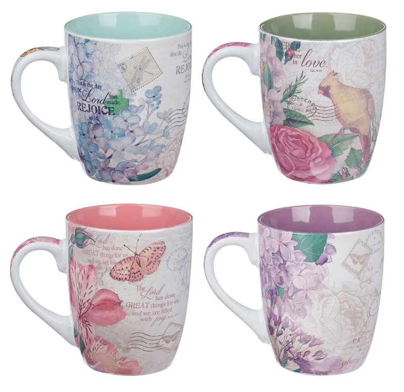 Floral Inspirations Four Piece Coffee Mug Set