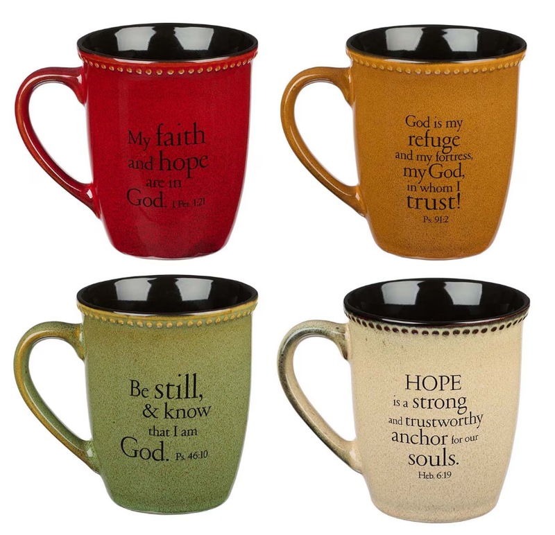 Faith, Hope, Trust &amp; Be Still Stoneware Mug Set