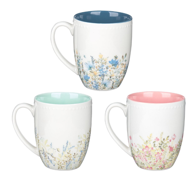 Faith Hope and Love Petite Floral Mug Set