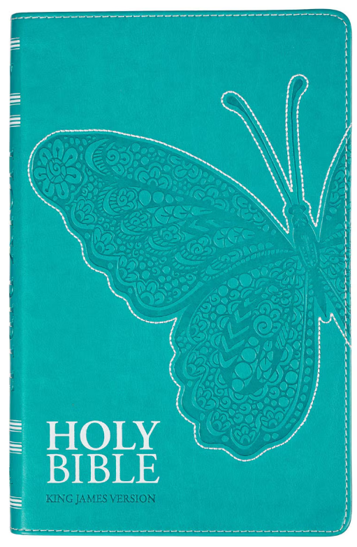 Teal Butterfly Faux Leather King James Version Gift Edition Bible