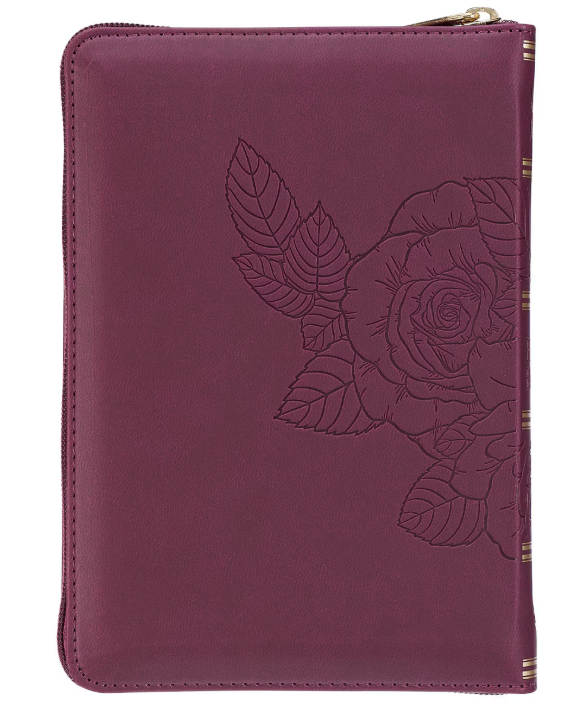 Maroon Faux Leather Compact King James Version Bible with Zipper Closure